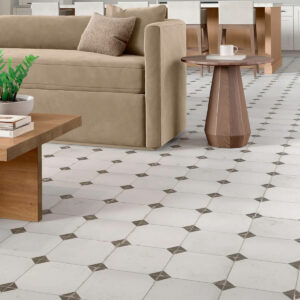 Patterned tile in living room | Yates Flooring in Midland, TX, in Amarillo, TX, in Lubbock, TX, in Odessa, TX, in Canyon, TX, in Levelland, TX, in Andrews, TX, in Hereford, TX, in Brownfield, TX, in Seminole, TX
